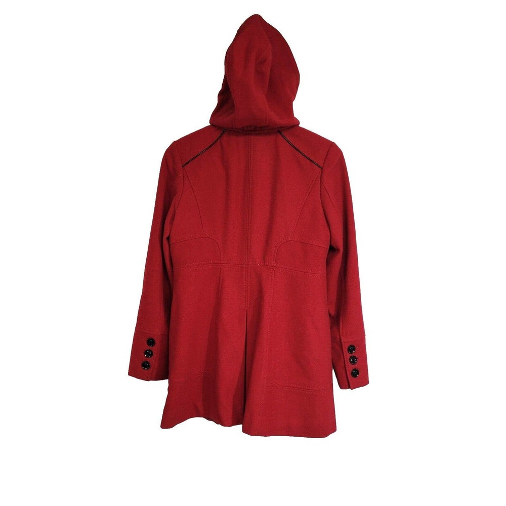 Guess Red Wool Lined Toggle Button Hooded Duffle … - image 5